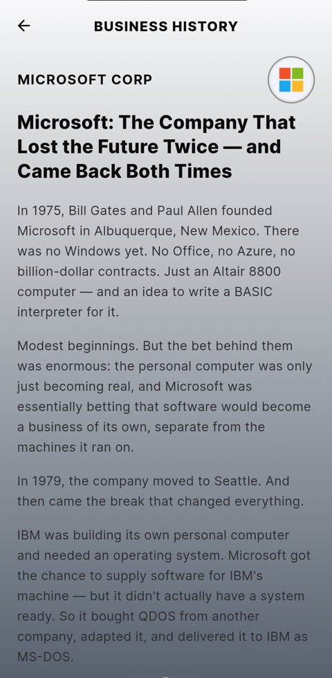 Company encyclopedia article about Microsoft